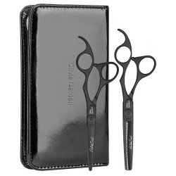 Olivia Garden SILKCUT SHEAR MATT BLACK sada nůžek
