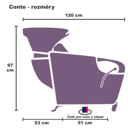 Mycí box Conte s polohovatelnou opěrkou nohou - ČERNÝ