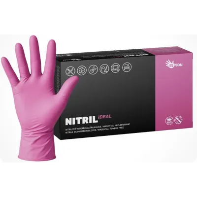 Rukavice NITRIL IDEAL 100 ks, nepudrované, magenta, 3.5 g